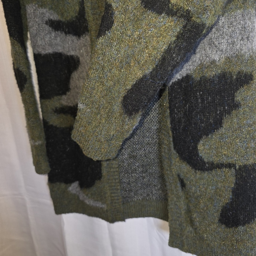 ANTHROPOLOGIE Moth Sweater Women's Size XS Green Camo Knit Open Front Cardigan - Picture 9 of 11